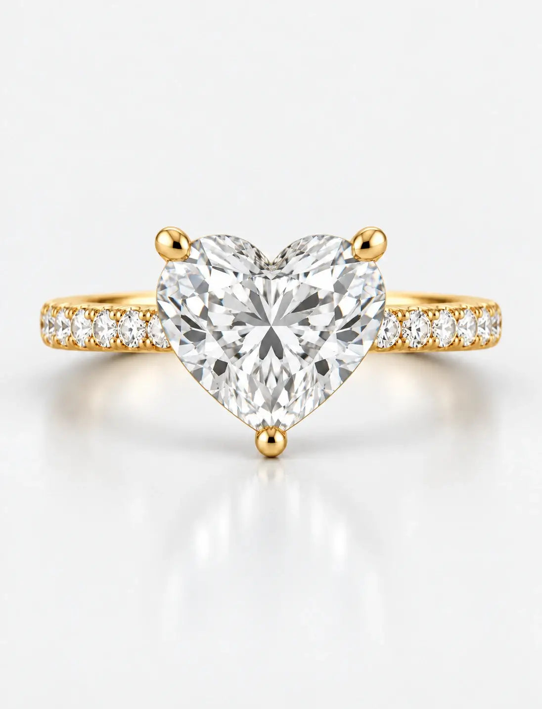 IGI Certified Lab Grown Heart-Shaped Diamond with Round Side Stones Engagement Ring in Gold & Platinum