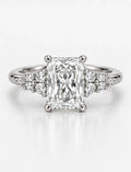 Lab IGI Certified Radiant Cut Diamond with side Round Diamond Hidden Halo Engagement Ring Platinum