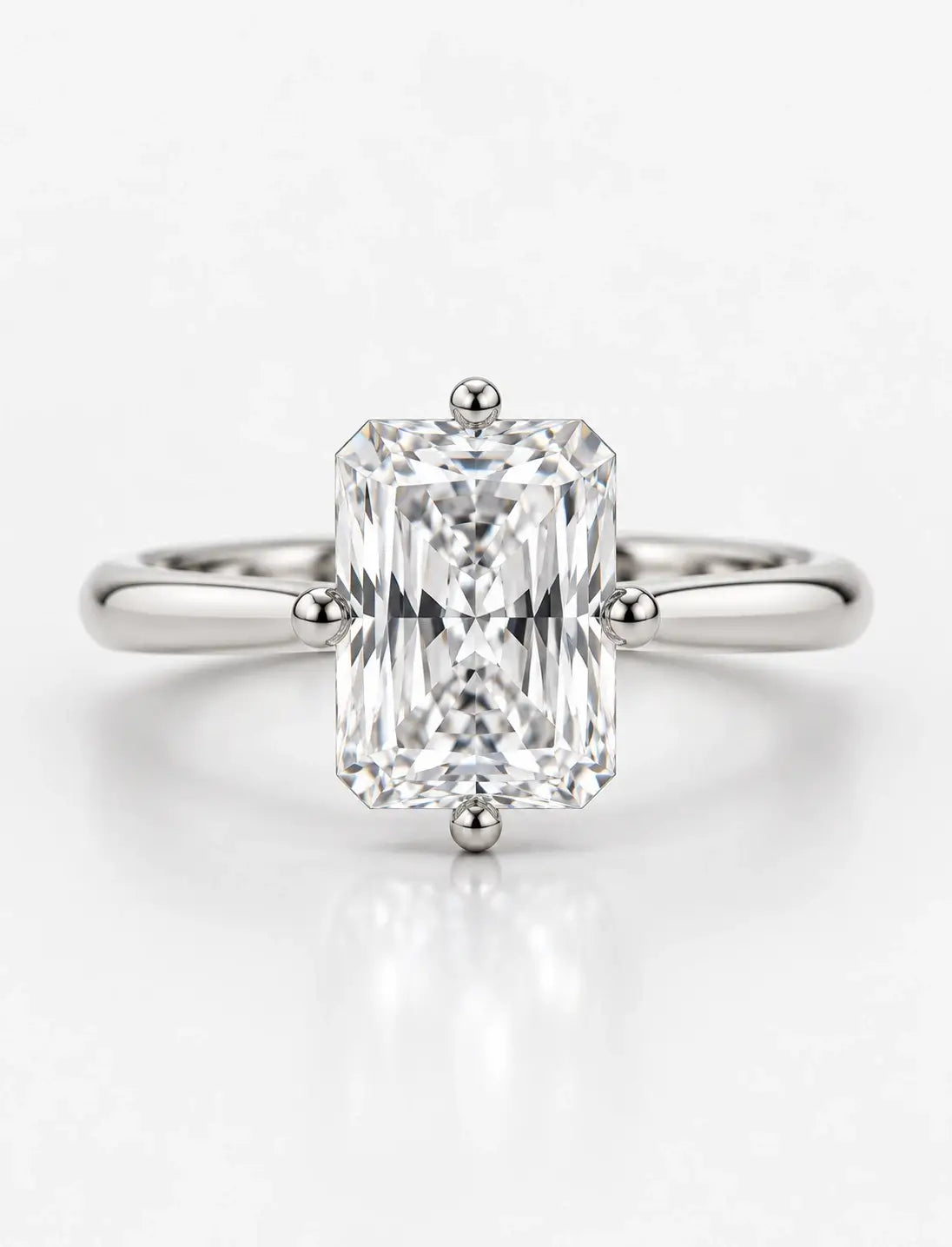 IGI Certified Lab Grown Radiant Diamond Solitaire Engagement Ring in Platinum