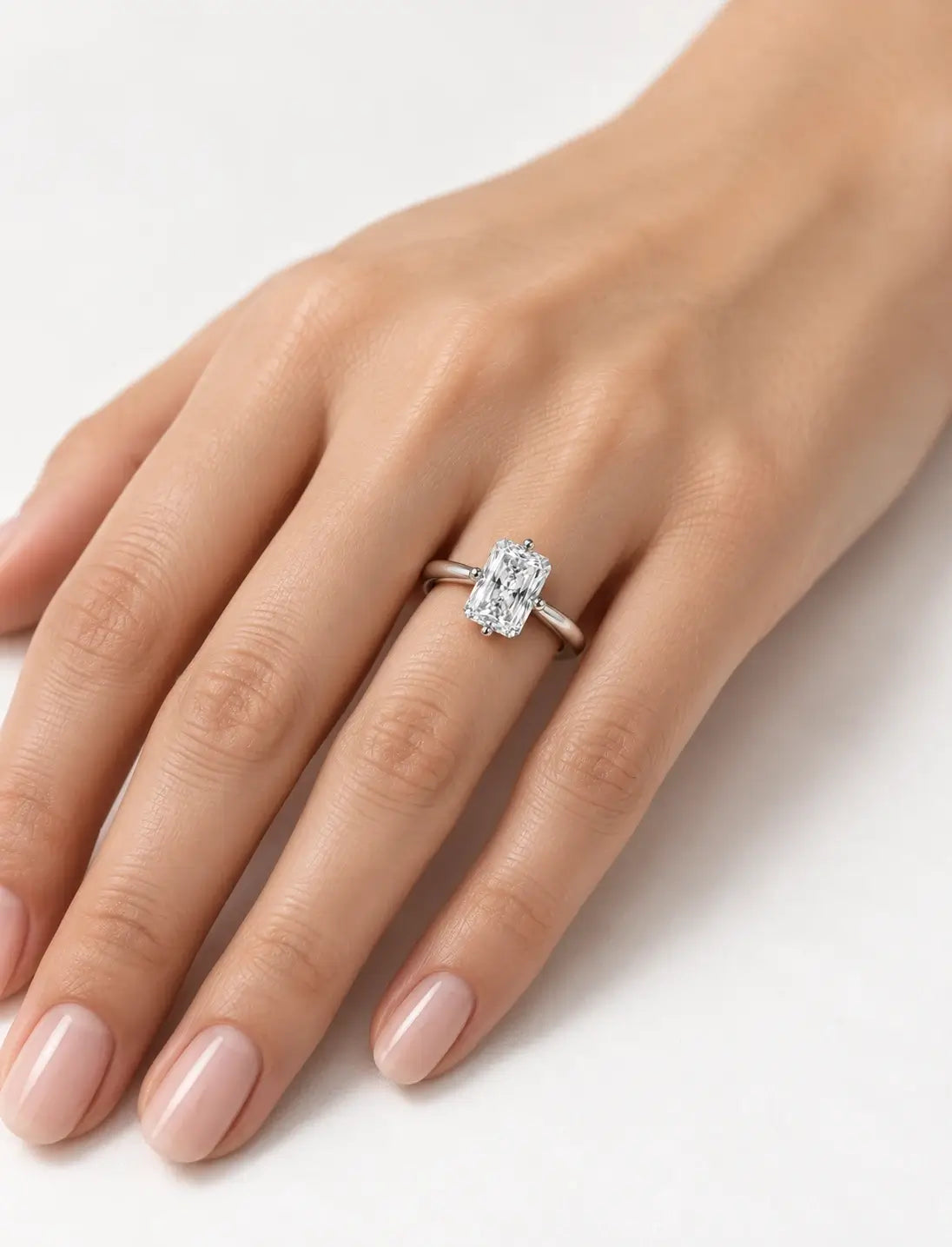 IGI Certified Lab Grown Radiant Diamond Solitaire Engagement Ring in Platinum