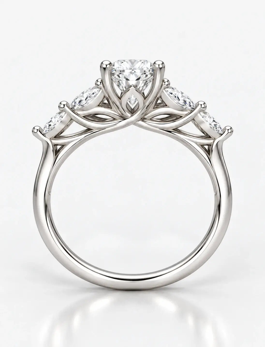 IGI Certified Lab Grown 2.50 Ct Oval Cut Diamond with side Marquise Diamond Engagement Ring in Platinum