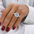 Special Offer ! Certified Round & Pear Shape Lab Diamond Trilogy Ring in Platinum for Women - 9.50Ct