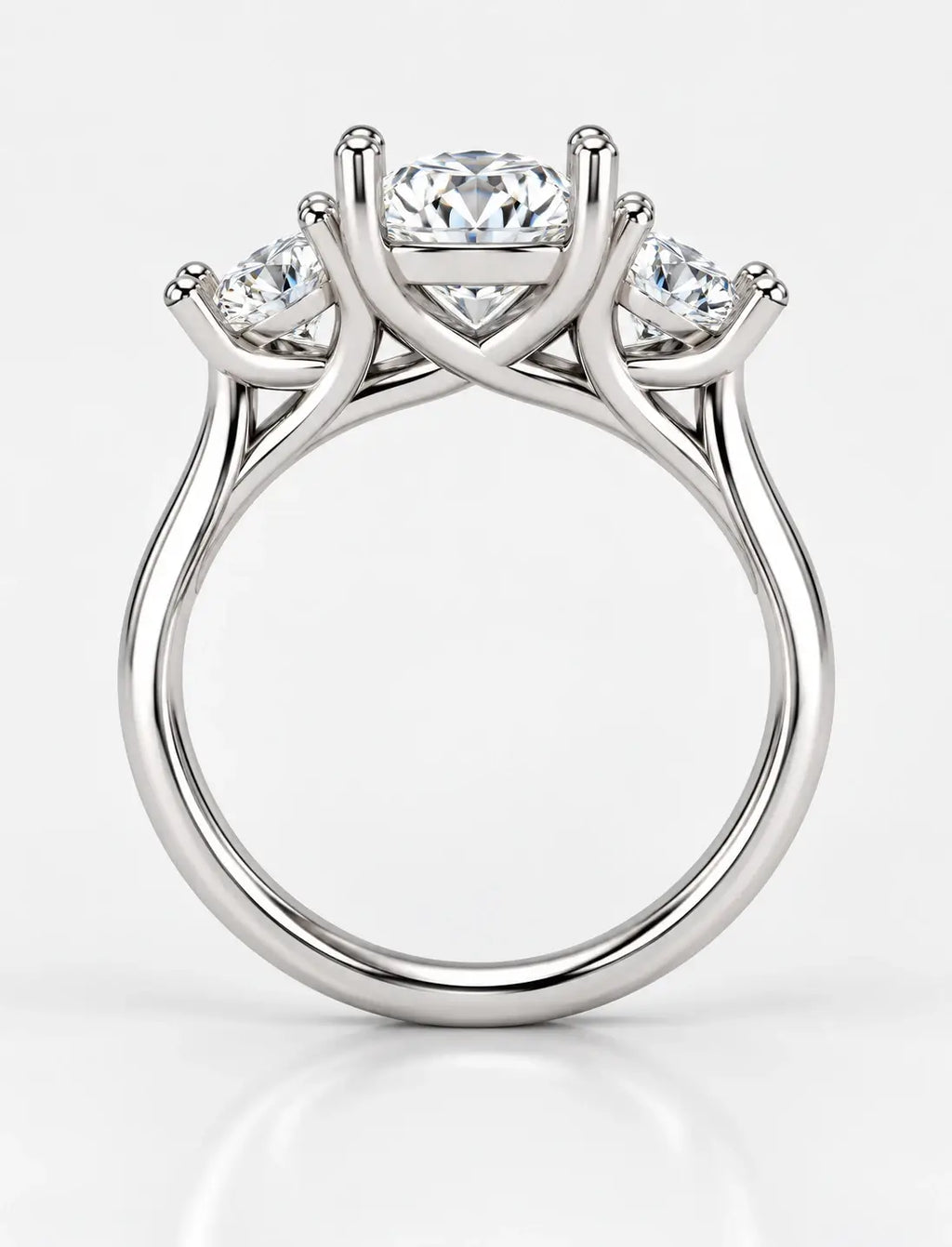 IGI Certified Lab Grown Round Brilliant Cut Three-Stone Diamond Engagement Ring Platinum