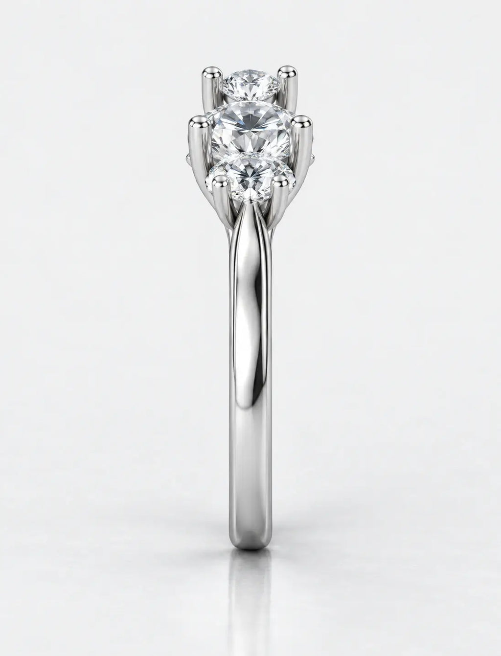 IGI Certified Lab Grown Round Brilliant Cut Three-Stone Diamond Engagement Ring Platinum
