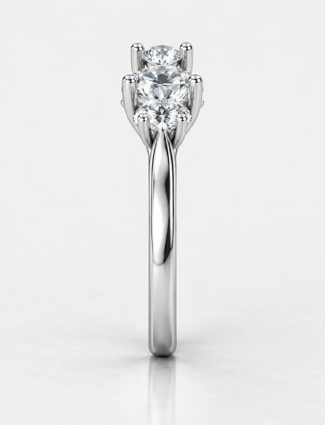 IGI Certified Lab Grown Round Brilliant Cut Three-Stone Diamond Engagement Ring Platinum