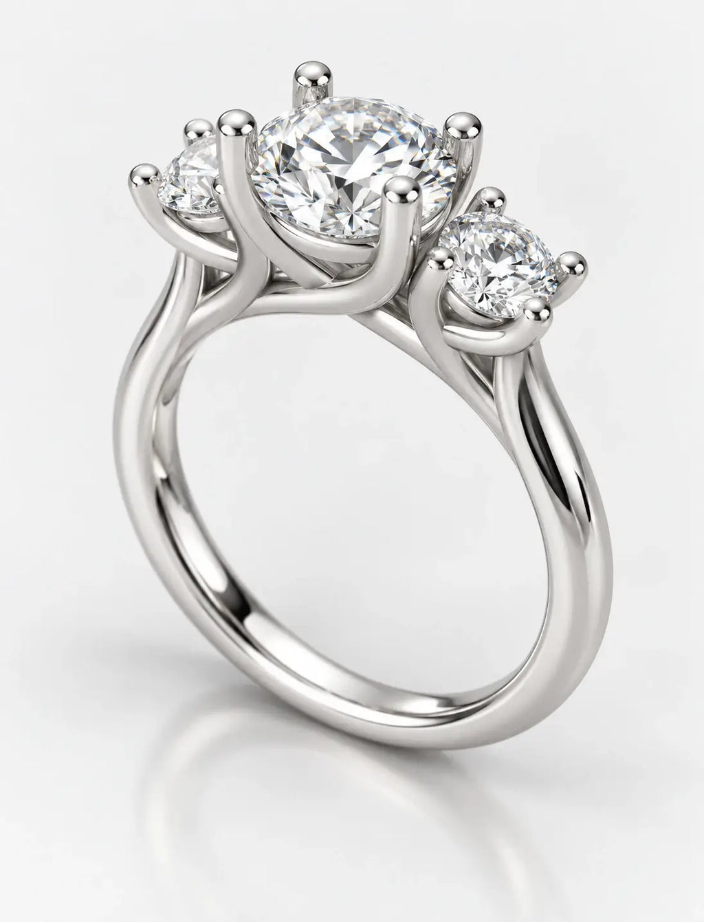 IGI Certified Lab Grown Round Brilliant Cut Three-Stone Diamond Engagement Ring Platinum