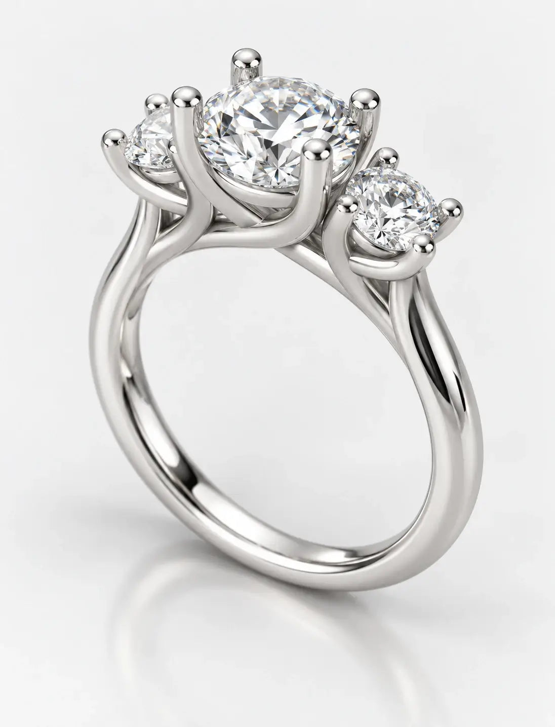 IGI Certified Lab Grown Round Brilliant Cut Three-Stone Diamond Engagement Ring Platinum