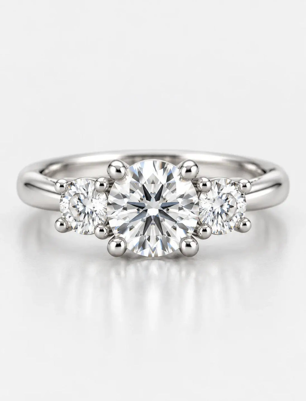 IGI Certified Lab Grown Round Brilliant Cut Three-Stone Diamond Engagement Ring Platinum