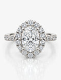 Oval Diamond Engagement Ring with side Round Brilliant Cut DIamond IGI Certified Lab Grown Ring in Platinum
