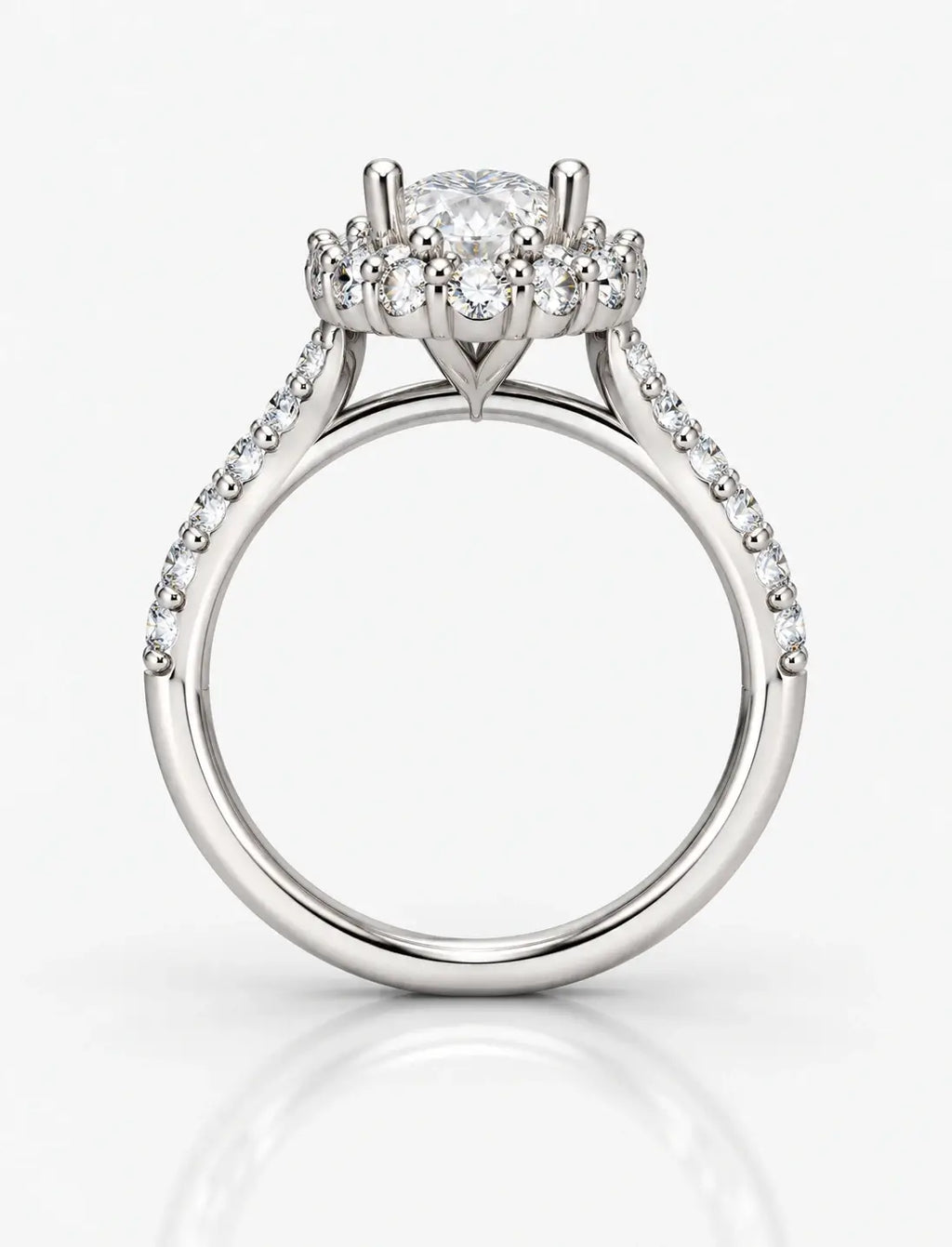 Oval Diamond Engagement Ring with side Round Brilliant Cut DIamond IGI Certified Lab Grown Ring in Platinum