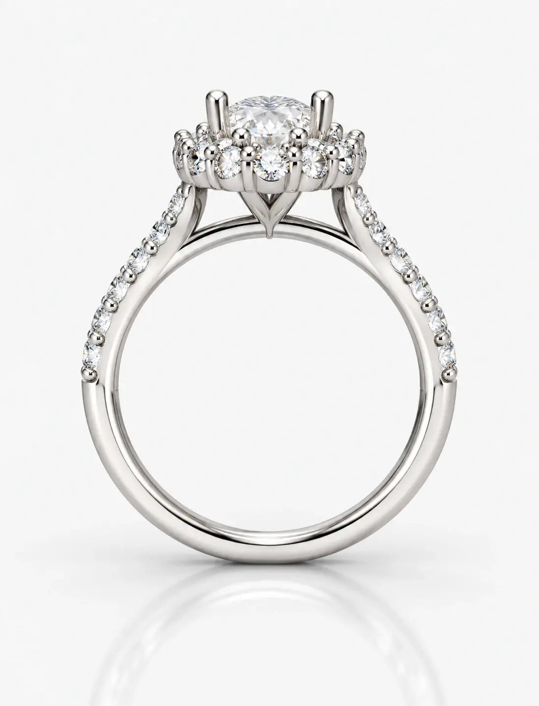 Oval Diamond Engagement Ring with side Round Brilliant Cut DIamond IGI Certified Lab Grown Ring in Platinum