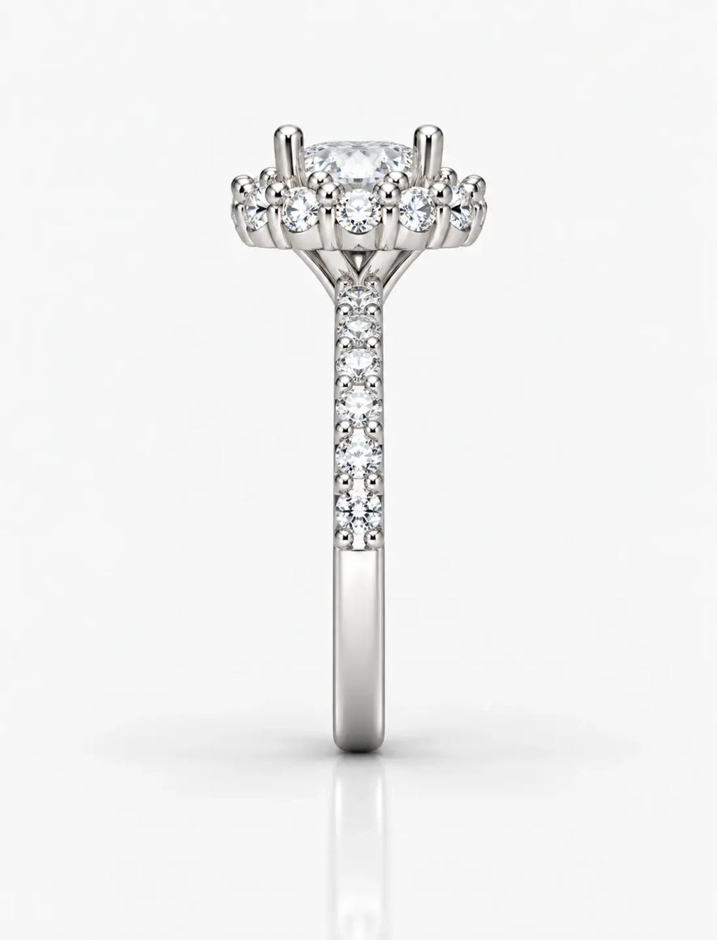 Oval Diamond Engagement Ring with side Round Brilliant Cut DIamond IGI Certified Lab Grown Ring in Platinum