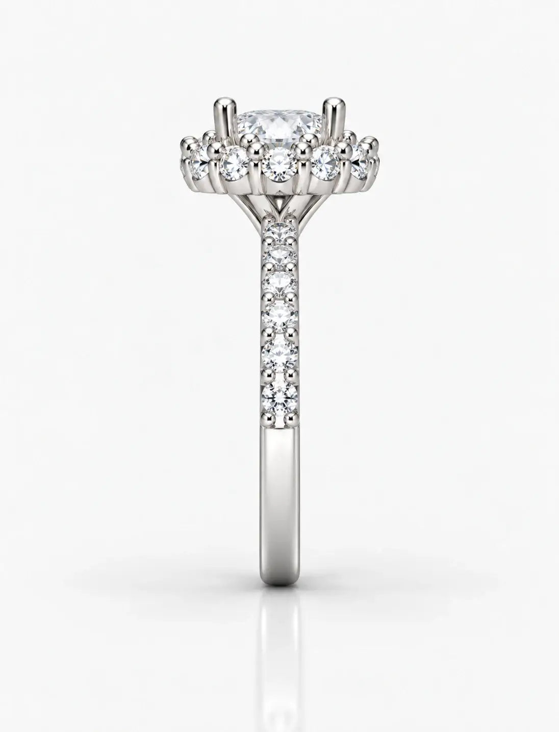 Oval Diamond Engagement Ring with side Round Brilliant Cut DIamond IGI Certified Lab Grown Ring in Platinum