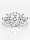 Oval and Marquise 2.23 Carat Diamond Engagement Ring Cluster Ring IGI Certified Lab Grown Ring in Platinum