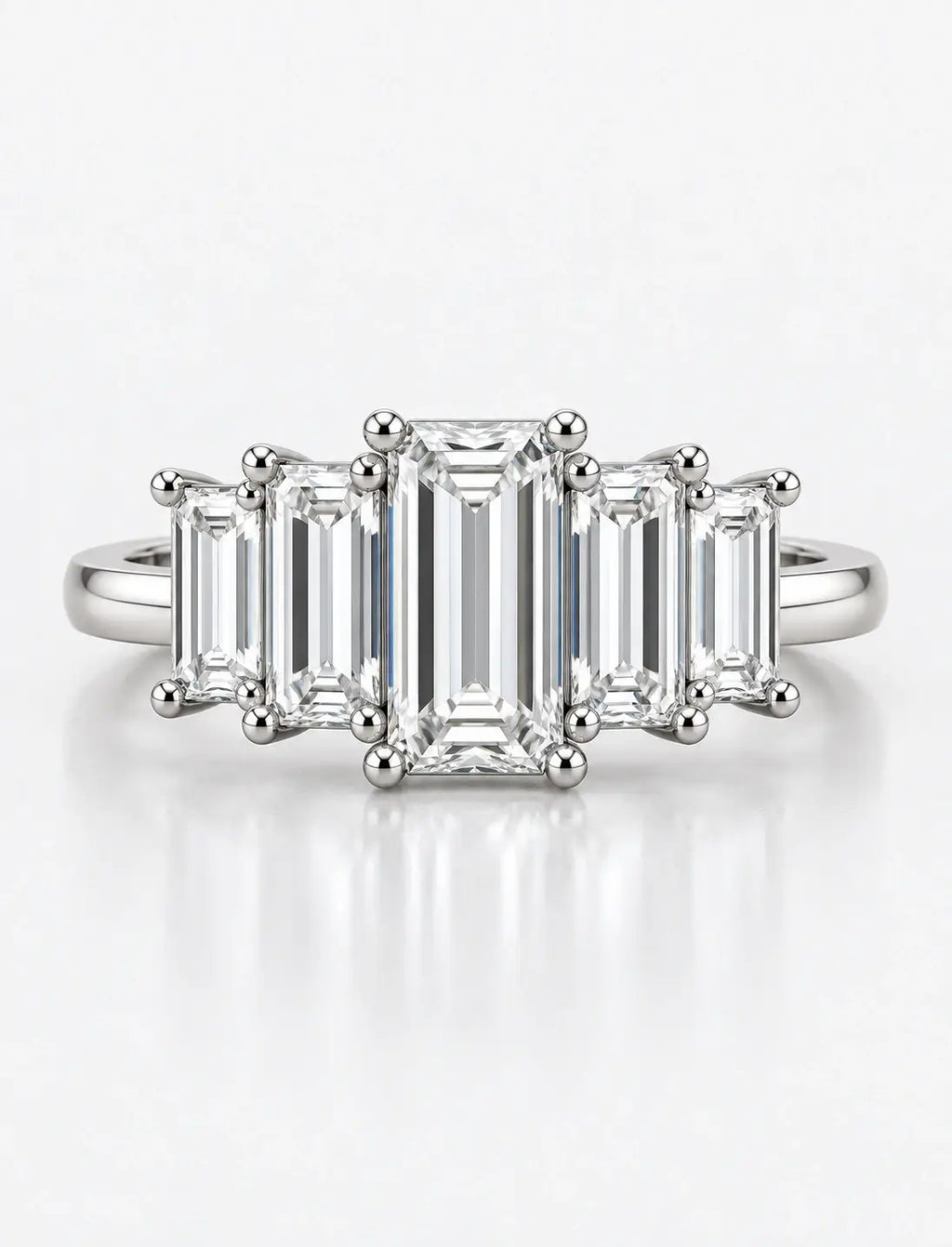 Lab Grown Diamonds IGI Certified Baguette Diamonds Five Stone Engagement Ring Platinum