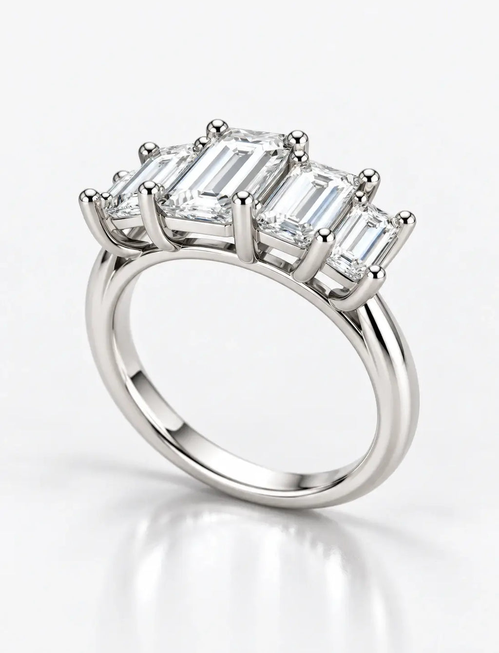 Lab Grown Diamonds IGI Certified Baguette Diamonds Five Stone Engagement Ring Platinum