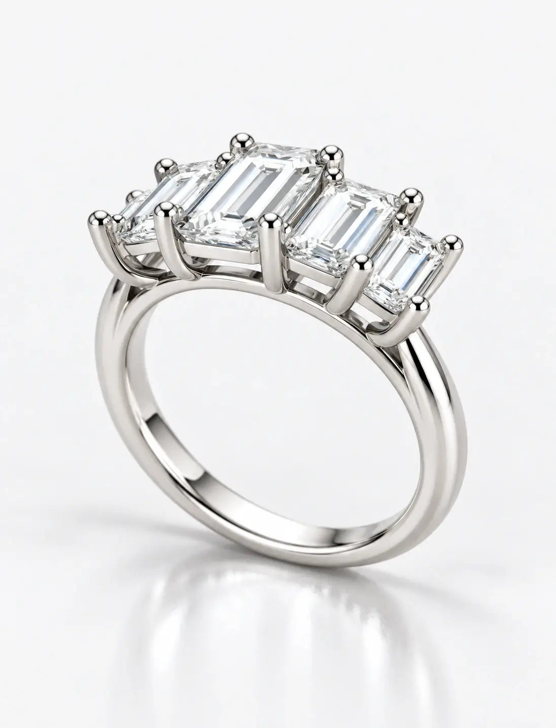 Lab Grown Diamonds IGI Certified Baguette Diamonds Five Stone Engagement Ring Platinum