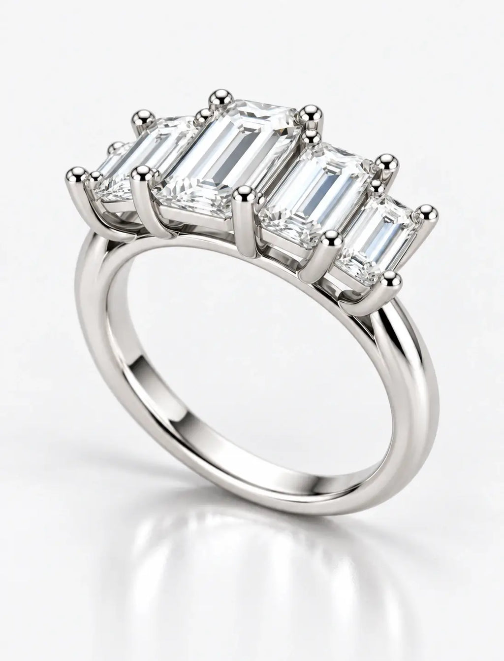 Lab Grown Diamonds IGI Certified Baguette Diamonds Five Stone Engagement Ring Platinum