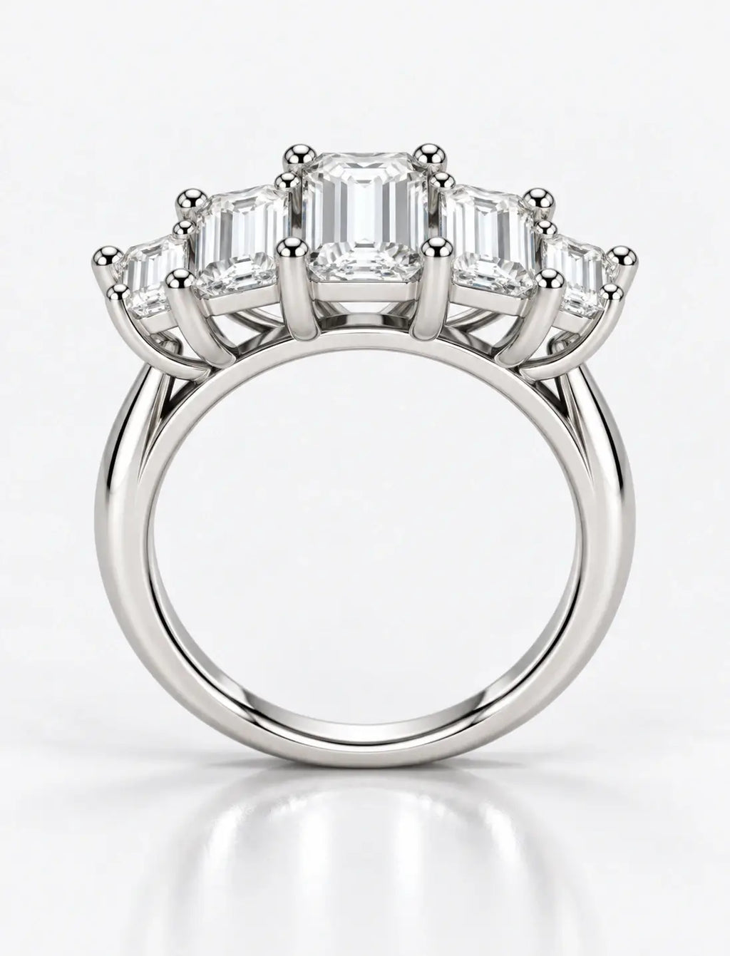 Lab Grown Diamonds IGI Certified Baguette Diamonds Five Stone Engagement Ring Platinum