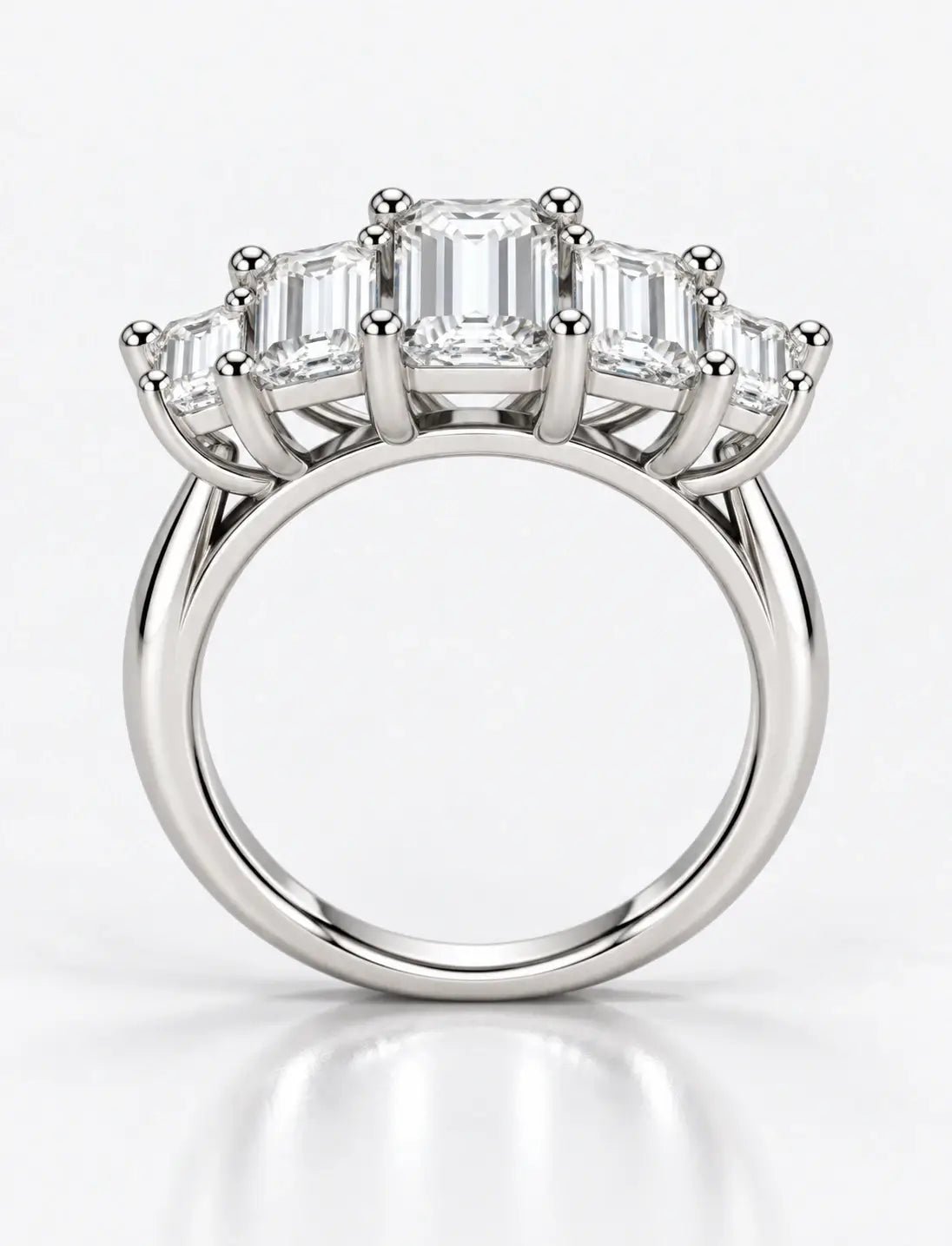 Lab Grown Diamonds IGI Certified Baguette Diamonds Five Stone Engagement Ring Platinum