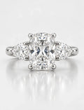 Cushion Diamond with side Pear Diamond Trilogy Ring Platinum Lab Grown Diamonds IGI Certified