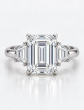 IGI Lab Grown 1.92Ct Emerald Diamond Claw Set Trilogy Engagement Ring in Platinum