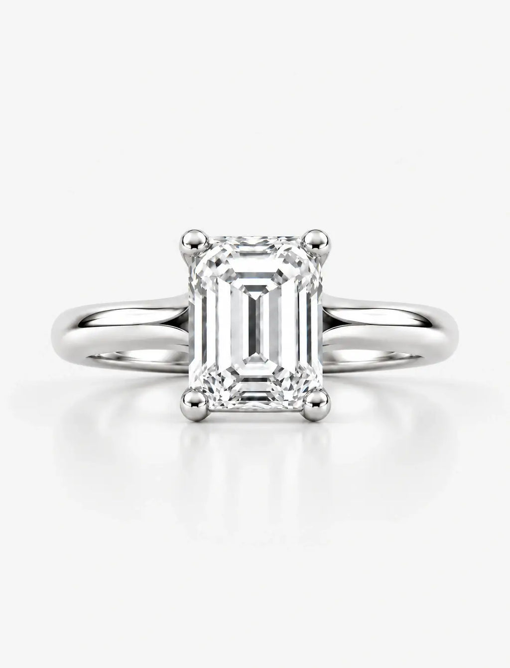 Lab Grown IGI Certified Minimalist Classic Solitaire Emerald Cut Diamond Solitaire Ring in Platinum