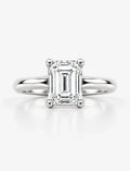 Lab Grown IGI Certified Minimalist Classic Solitaire Emerald Cut Diamond Solitaire Ring in Platinum