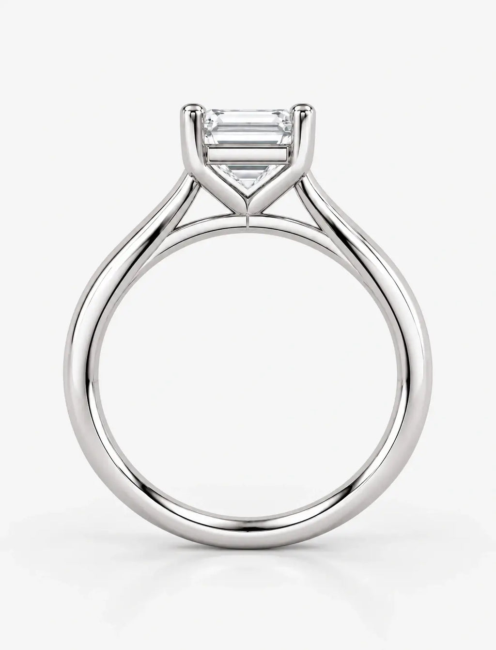 Lab Grown IGI Certified Minimalist Classic Solitaire Emerald Cut Diamond Solitaire Ring in Platinum