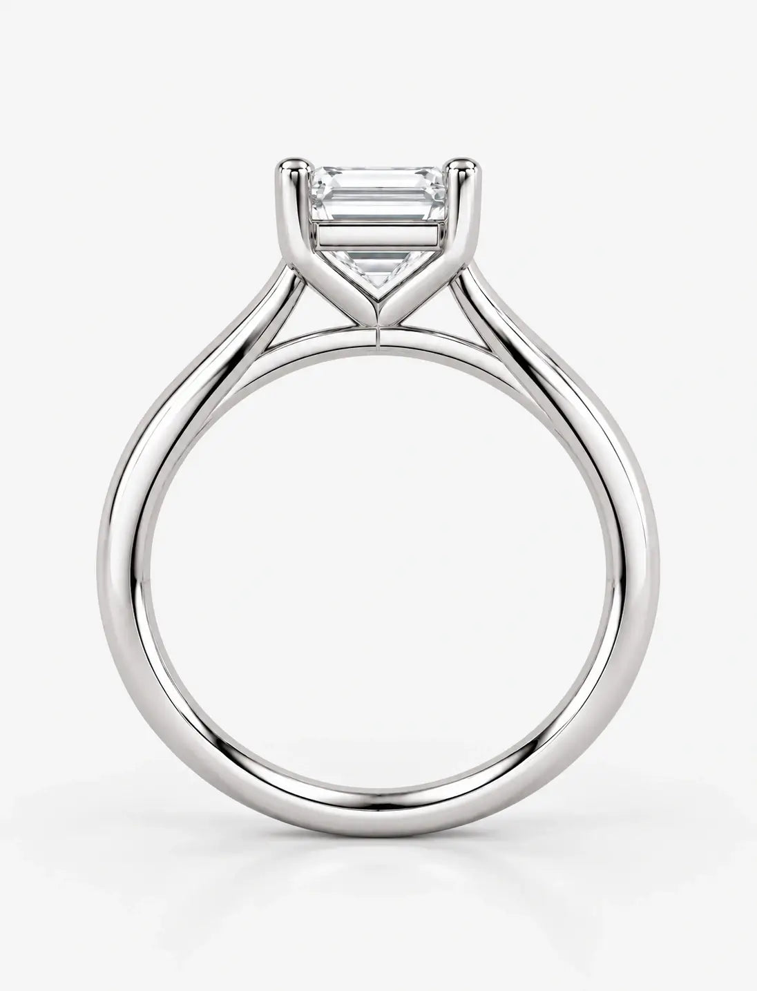 Lab Grown IGI Certified Minimalist Classic Solitaire Emerald Cut Diamond Solitaire Ring in Platinum