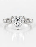 Heart Shape Diamond Engagement Ring With Side Pave Set Round Brilliant Cut Diamond Ring in Platinum Lab IGI
