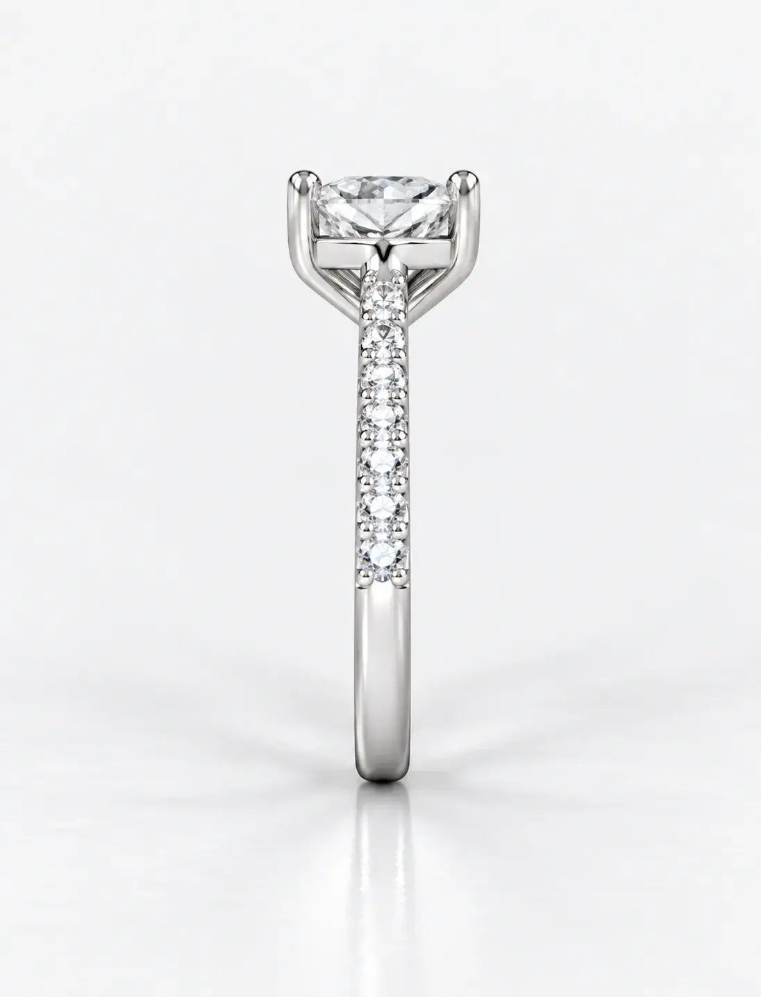 Heart Shape Diamond Engagement Ring With Side Pave Set Round Brilliant Cut Diamond Ring in Platinum Lab IGI