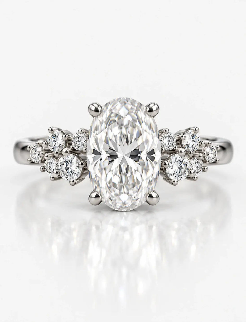 IGI Certified Chloe-Twin Snowdrift Lab Grown Oval 1.78 Ct Diamond Engagement Ring in Platinum