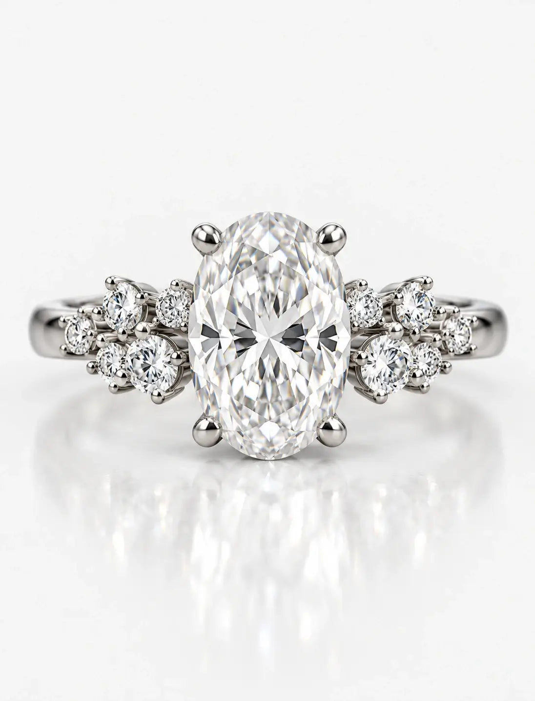IGI Certified Chloe-Twin Snowdrift Lab Grown Oval 1.78 Ct Diamond Engagement Ring in Platinum