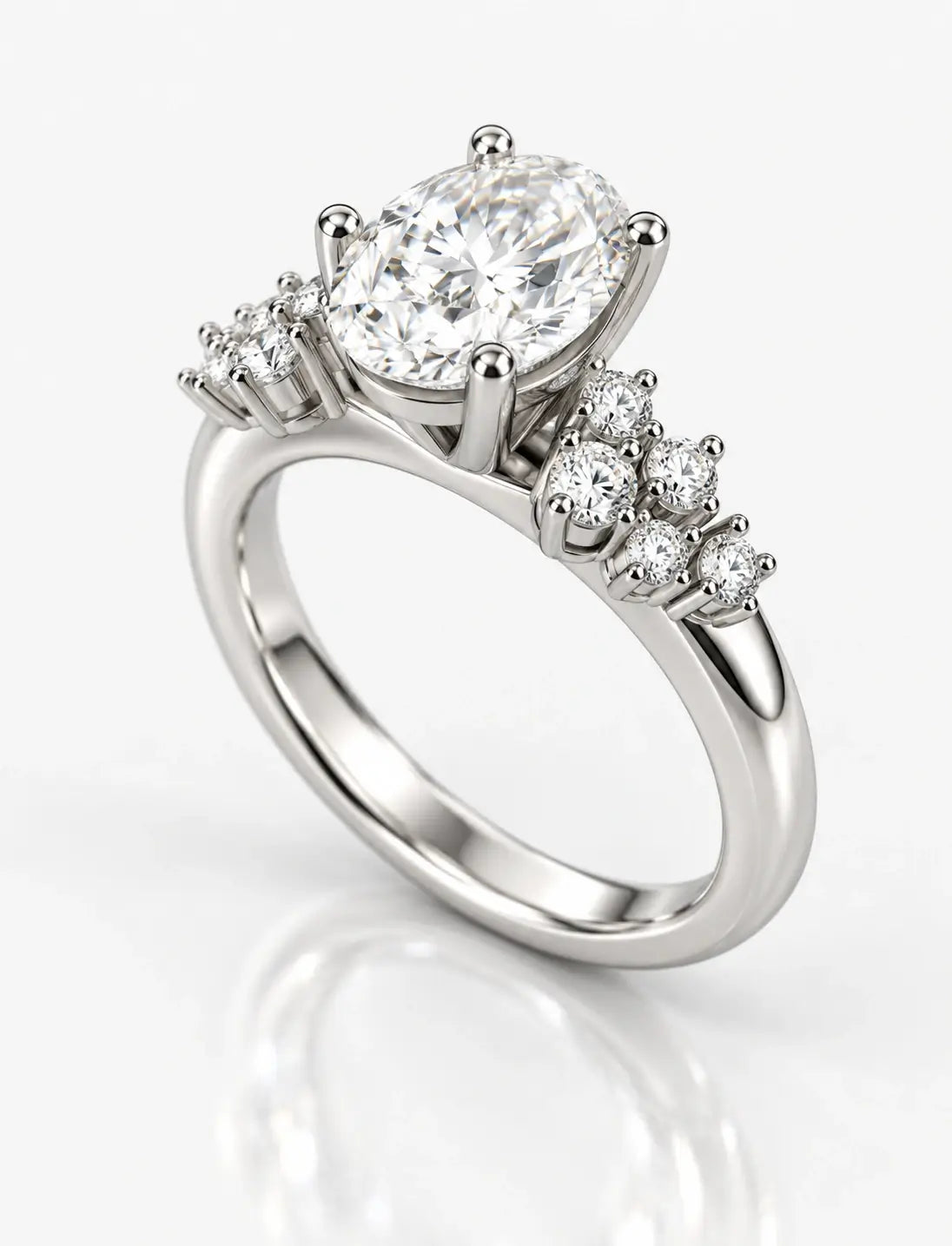 IGI Certified Chloe-Twin Snowdrift Lab Grown Oval 1.78 Ct Diamond Engagement Ring in Platinum