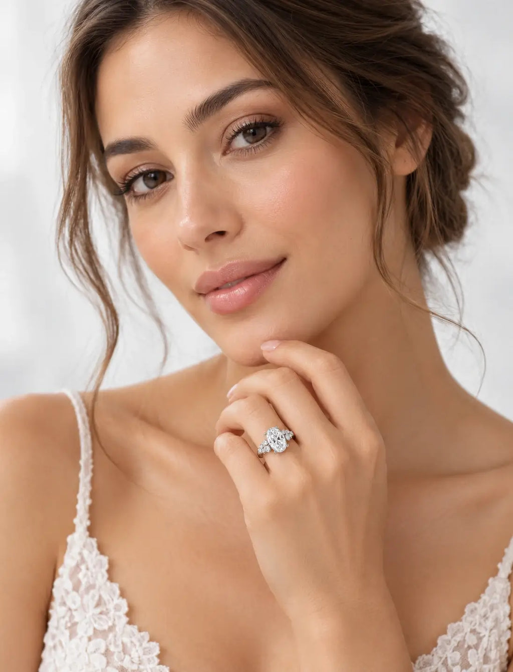 IGI Certified Chloe-Twin Snowdrift Lab Grown Oval 1.78 Ct Diamond Engagement Ring in Platinum