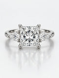6.15 Ct IGI Certified Lab Grown Princess Diamond with side Pear Diamond Trilogy Engagement Ring in Platinum
