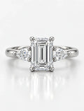 Women's IGI Certified Lab Grown Emerald & Pear Three Stone Engagement Ring in Platinum