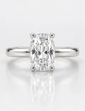 Women's IGI Certified Lab Grown Long Cushion 2.31 Carat Hidden Halo Set Plain Shank Ring in Platinum