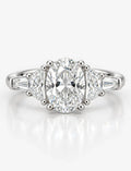 IGI Certified Lab Grown Diamond 2.44 Carat Oval with side Tapper & Half Moon Diamond Engagement Ring in Platinum