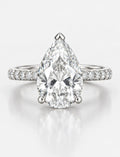 Pear Diamond with side Round Diamond Pave Set Engagement Ring Women's IGI Certified Lab Grown 5.45 Carat in Platinum