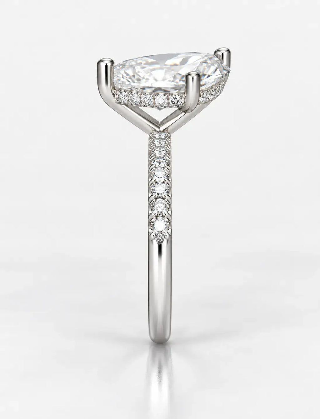 Pear Diamond with side Round Diamond Pave Set Engagement Ring Women's IGI Certified Lab Grown 5.45 Carat in Platinum