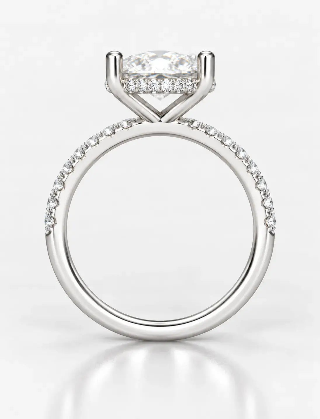 Pear Diamond with side Round Diamond Pave Set Engagement Ring Women's IGI Certified Lab Grown 5.45 Carat in Platinum