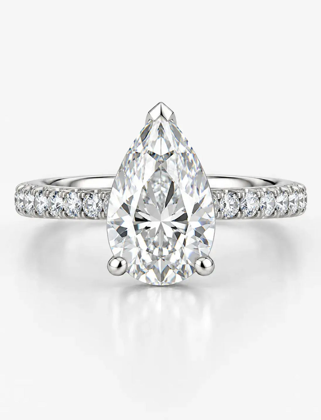 Pear Diamond with side Round Diamond Pave Set Women's IGI Certified Lab Grown  Engagement Ring in Platinum