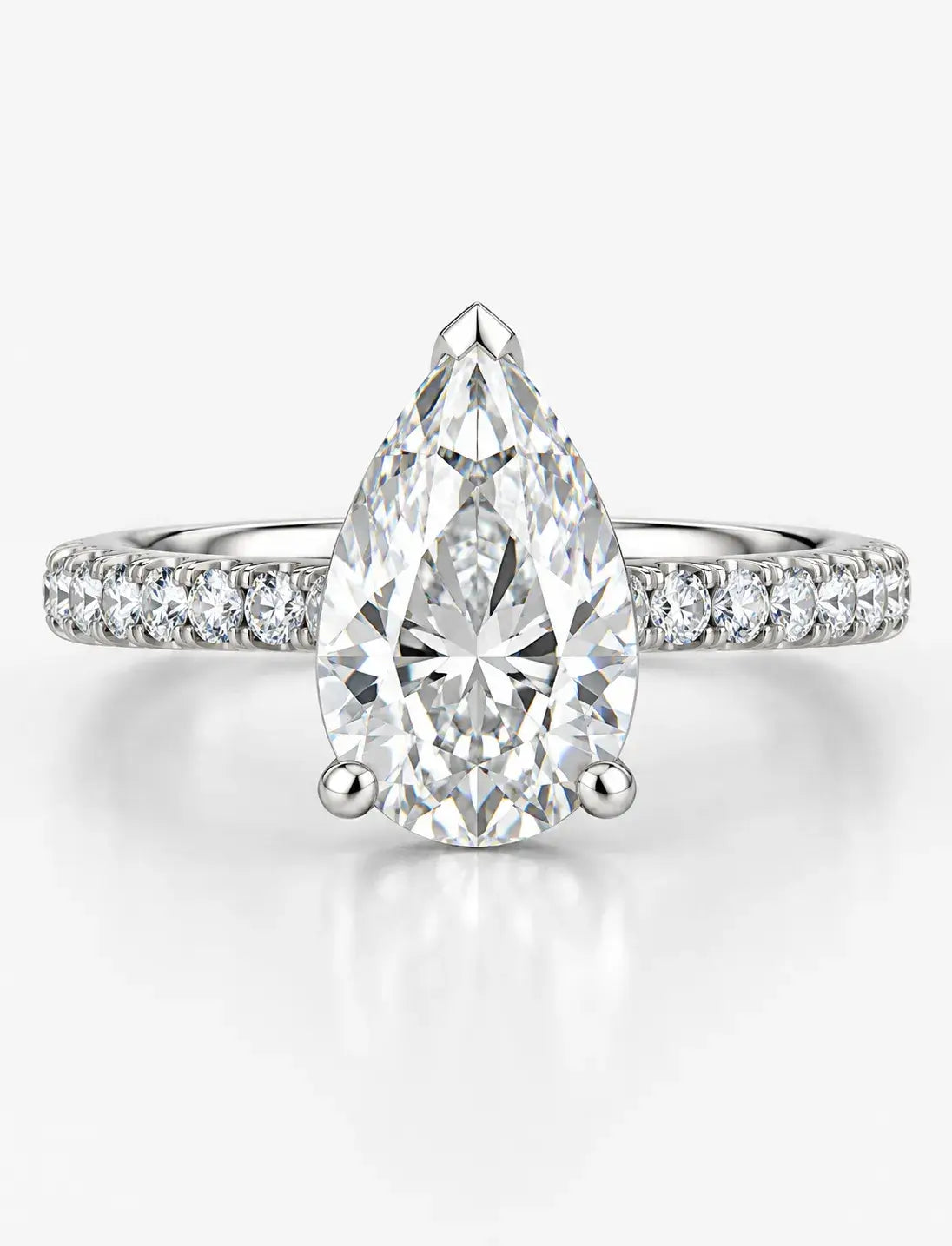 Pear Diamond with side Round Diamond Pave Set Women's IGI Certified Lab Grown  Engagement Ring in Platinum