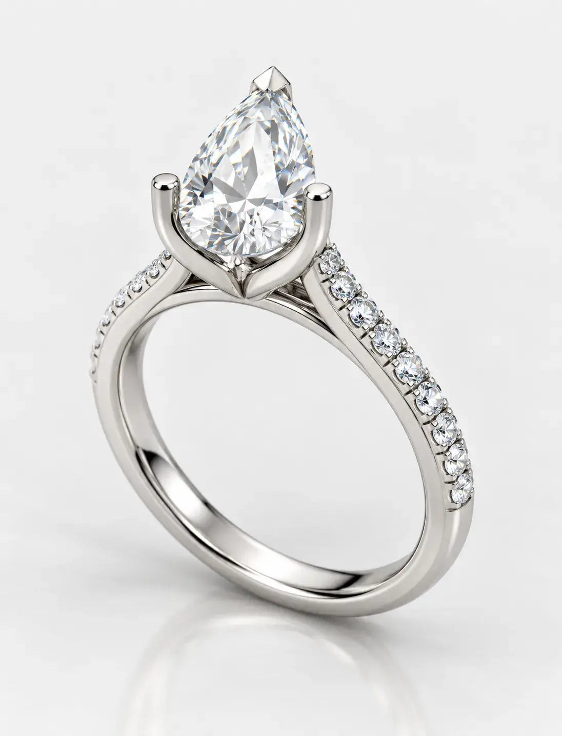 Pear Diamond with side Round Diamond Pave Set Women's IGI Certified Lab Grown  Engagement Ring in Platinum