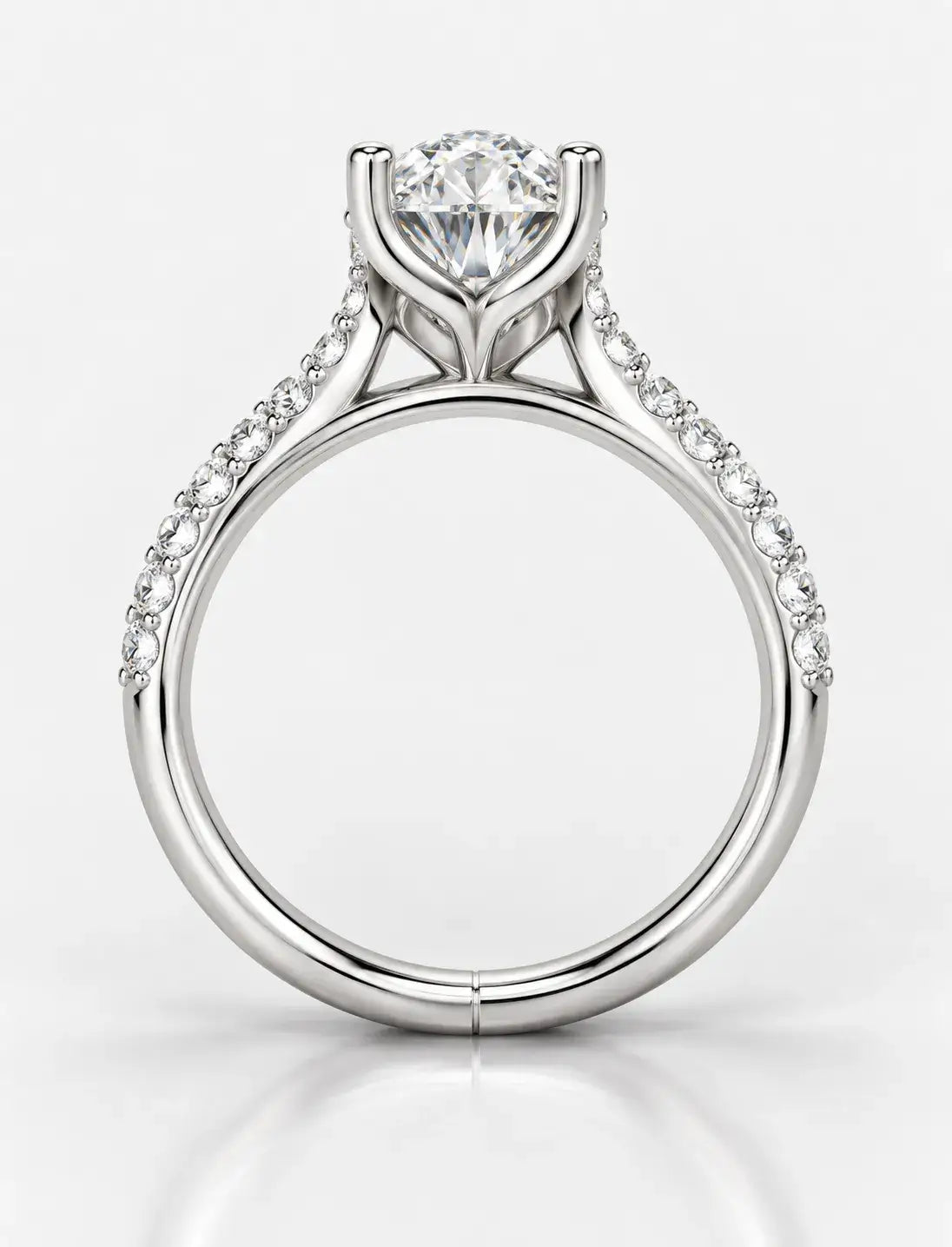 Pear Diamond with side Round Diamond Pave Set Women's IGI Certified Lab Grown  Engagement Ring in Platinum
