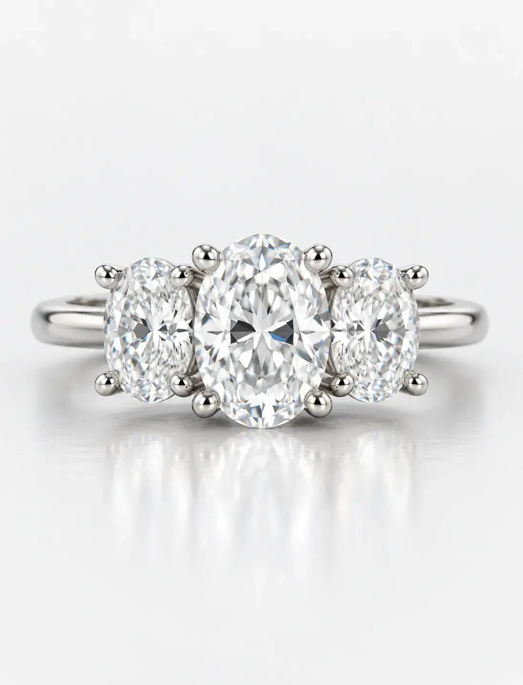 Oval Diamond Engagement Ring 2.16 Carat with side Hidden Halo Trilogy Ring in Platinum
