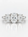 Oval Diamond Engagement Ring 2.16 Carat with side Hidden Halo Trilogy Ring in Platinum