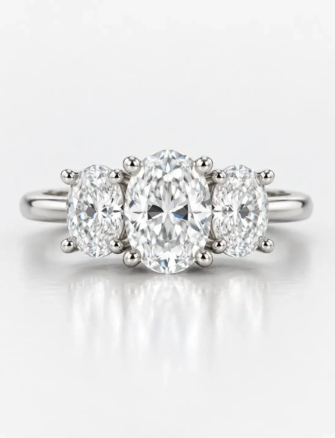 Oval Diamond Engagement Ring 2.16 Carat with side Hidden Halo Trilogy Ring in Platinum